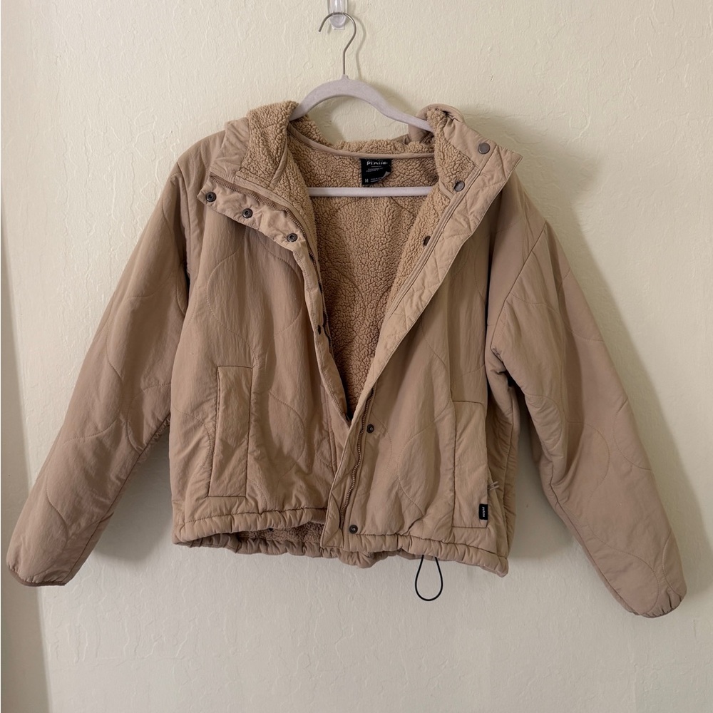 Prana Tan Hooded Jacket with Sherpa Lining - Picture 2 of 4